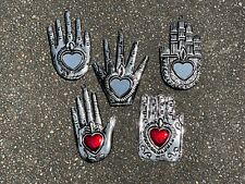 SET of FIVE tin HAMSA Hand Ornaments, Tin Milagro Hand, Fatima Hand picture