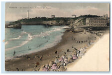 c1905 The Great Beach At Palace Hotel Biarritz France Unposted Antique Postcard picture