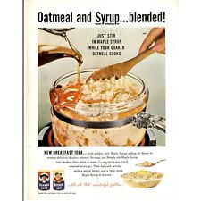 Quaker Oats Print Ad 1959 Oatmeal & Syrup Advertising Vintage picture