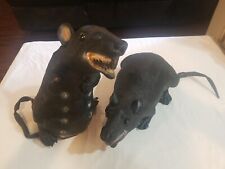 Vintage 2 Large Giant Rat's Halloween Haunted House Prop Latex Rubber 14
