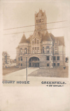 RPPC GREENFIELD INDIANA HANCOCK COUNTY COURT HOUSE CUYLER PHOTO POSTCARD picture
