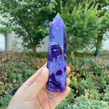 0.5LB 5.4'' Purple Moss Agate Wand Point Quartz Crystal Rock Reiki Energy Tower picture
