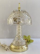 VINTAGE Lead Crystal Table Lamp Heavy Cut Glass Vanity Boudoir Accent Nightlight picture