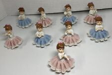 Vintage Sandizell Dresden Lace Figurine Girl Set of 9 picture
