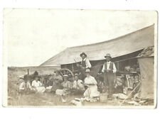 c1900 EARLY SETTLERS COVERED WAGON WILBAUX MONTANA MT FOOD EATING RPPC POSTCARD picture