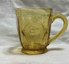 Amber Glass Coffee Tea Cup ~King George VI & HM Queen Elizabeth Coronation 1937 picture