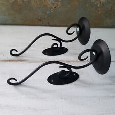 Vintage PartyLite Wall Sconces, Set Of 2, Black Wrought Iron, Pillar, Retired picture