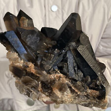 2.42LB Natural Beautiful Black Quartz Crystal Cluster Mineral Specimen picture