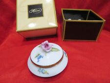  HEREND  COVERED TRINKET BOX, Pink ROSE TOP Herend Guild 2002 picture