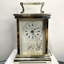 Bulova Carriage Clock Gold Quartz Leaf Design 6 x 3.75