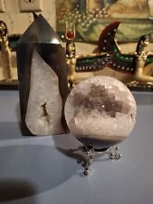 Gray Agate Druzy Tower and Sphere Set  picture