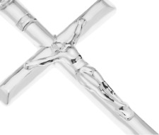 Sterling Silver Large Crucifix Cross Pendant On 18inch Curb Chain Religious gift picture