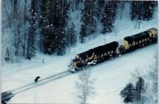 Stand Off, This Moose is Dueling The Alaska Railroad Train, Alaska Postcard picture