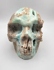 Hemimorphite With Druzy, Larg Hand Carved Skull, Stunning Blue, White and Beige  picture