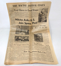 Vintage Racine Journal Times February 21 1962 Astronaut John Glenn Newspaper A24 picture