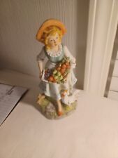 Vintage Homco 8881 Figurine Lady And Chicken picture