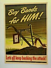 Authentic 1944 WWII Poster- Buy Bonds for Him Let's All Keep Backing The Attack picture