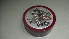 Avon Treasure Cache' Maroon Lacquer and embossed flowers on Lid in Gold & Silver picture