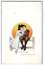 1916 The Harvest Moon Couple Romance Kansas City Tulsa RPO Antique Postcard picture