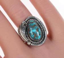 sz7.5 Vintage Navajo silver and high grade bisbee turquoise ring picture