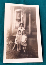 Vintage Photograph Snapshot Sepia 1940 s 1950 s Mom with Children by House Ohio picture