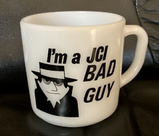 Vintage Federal Milk Glass Coffee Mug Advertising JCI I Had A Bad Idea Bad Guy picture