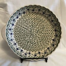 Polish Pottery blue And Green Floral Pie Plate picture