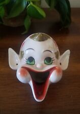 Vintage Kitsch Elf Pixie Head Ashtray w/ Smoking Ears Japan Ceramic picture