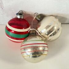 Vintage Shiny Brite Striped Glass Balls Christmas Ornaments 3pc Unsilvered picture