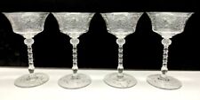 Heisey Fine Crystal Champagne wine glasses stemware wheel cut design Set of Four picture