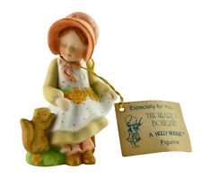 Holly Hobbie Figurine Girl Flowers Squirrel Heart's Bouquet Vintage 1974 picture