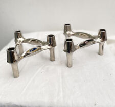 2 Caesar Stoffi Fritz Nagel 1970 Stackable Chrome Candle Stick Holder Triangle picture