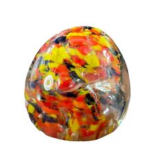 Vintage Multicolor Art Glass Paperweight Glass Figurine Orb With Air Bubbles picture