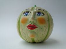 Anthropomorphic Mexican Folk Art Ceramic Cantaloupe Pottery Candle Signed A.G.P. picture