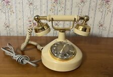 Vintage 70's French Style Rotary Phone Tan Gold Accents Nostalgia Home Decor picture
