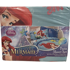 Disney The Little Mermaid Vtg Twin Sheet Set Pillowcase Flat Fitted NEW Sealed picture