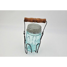 Vintage Primitive Wire Jar Mason Jar Carrier with Atlas Mason Jar #2 picture