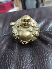 Vtg Brass Wealth Happy Laughing Sitting BUDDHA Statue Figurine 2.25