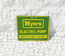 Vintage Myers Electric Pump Advertising Enamel Sign Board Rare Collectible EB223 picture