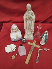 Vtg Lot CRUCIFIX Figure Jesus Virgin Mary Religious Planter Bell Cross Necklace  picture
