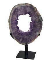 Large Amethyst Druzy Crystal 13” Tall Ring Portal Geode on Stand Brazil 6.2lbs picture