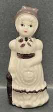 Vintage Lady With Bonnet And Parasol Figurine 4”h Taiwan picture