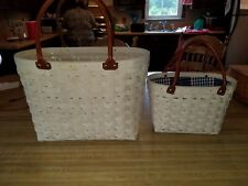 Rare White Longaberger Boardwalk basket Set picture