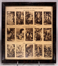ANTIQUE FRAMED ILLUSTRATION - 15 MYSTERIES OF THE HOLY ROSARY - 12