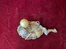 BUCCELLATI GIANMARIA STERLING  925  LEAF SMALL BOWL DISH WITH FAUX PEARL EARRING picture