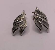 Vintage coro silver tone leaf clip on screw back combo earrings picture