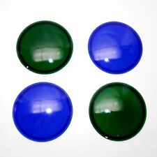 Lot Of 4 VINTAGE KOPP GLASS RAILROAD LENS 4 3/4 2 Blue And 2 Green Signed picture