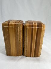 VTG SOVEREIGN WOODWORKS Native New Zealand Wood Inlay Salt And Pepper Shakers picture