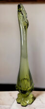Green Stritch Vase Approximately 13 Inches Tall Fenton Style picture