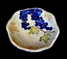 Vintage Bella Casa by Ganz Ceramic Bowl ~Grapes Design ~ 9.5” Diameter picture